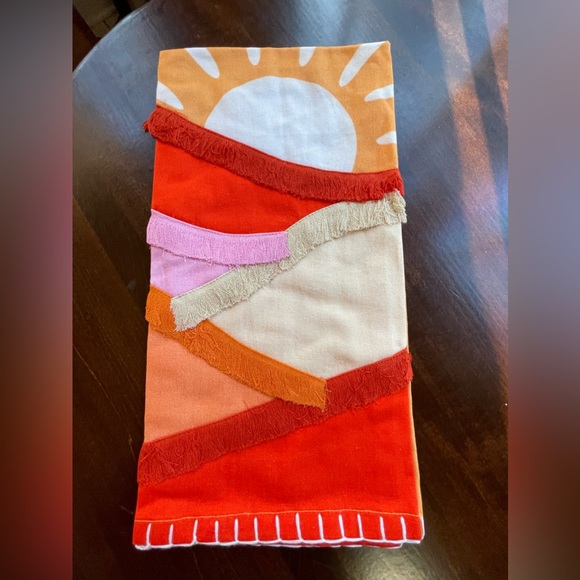NEW Anthropologie Sunscape Dish Kitchen Towel Sun, Cotton, Embroidered + Fringe - Picture 7 of 10